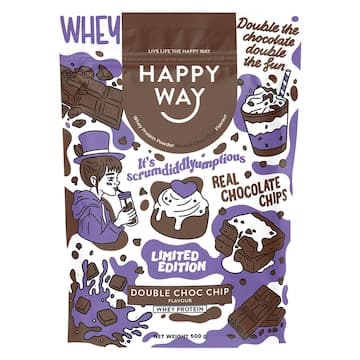 Happy Way Whey Protein Powder Double Choc Chip 500g